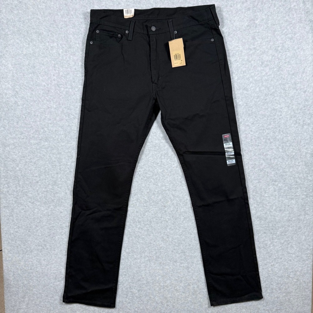Levis 513 Slim Straight Pants Mens Black Stretch Twill Jeans 36x34 (Fits 36x32)